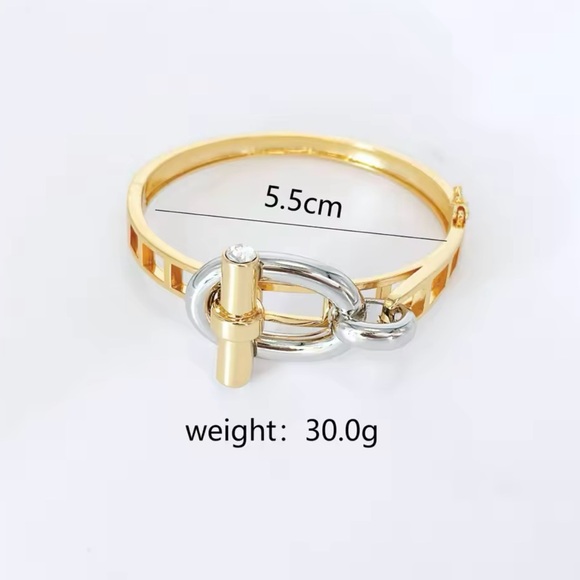 Elegant 10k Gold Silver Buckle Bracelet & Matching Adjustable Double Finger Ring - Picture 10 of 10